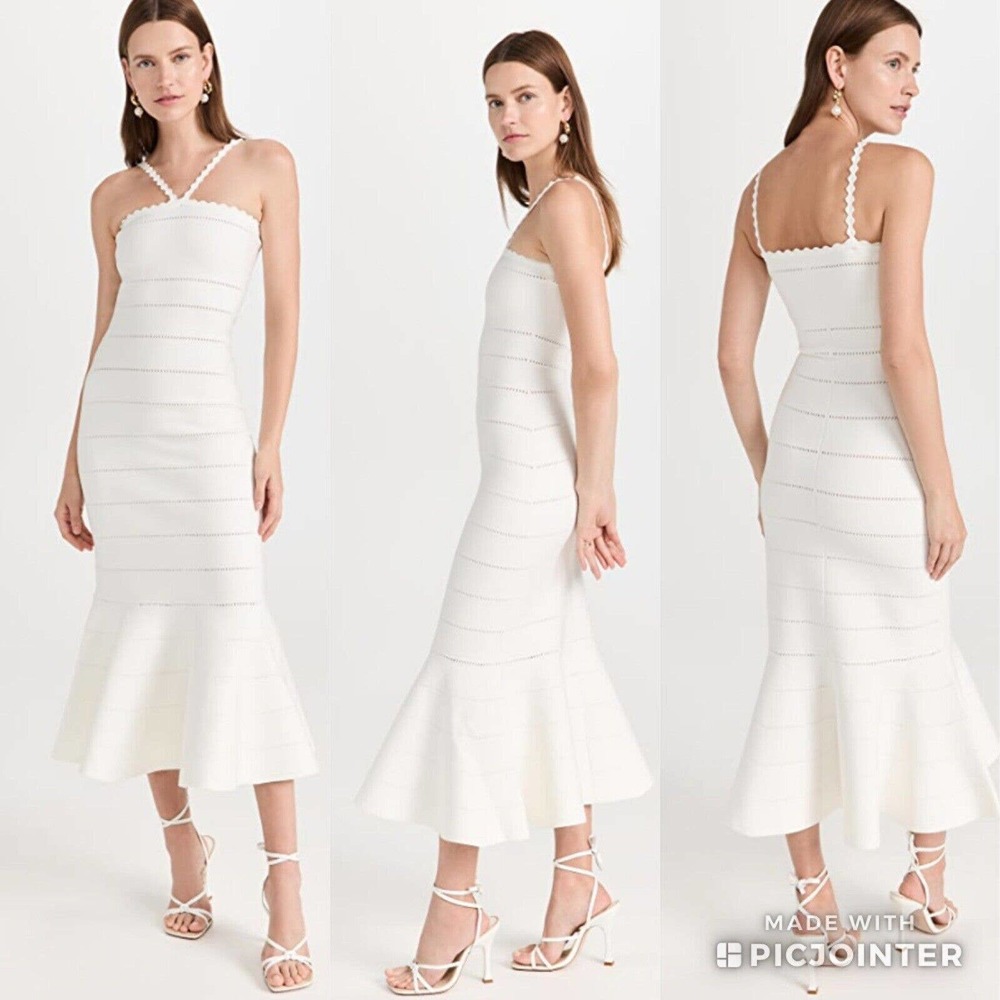 Victoria Beckham Scalloped Strap Flare Dress